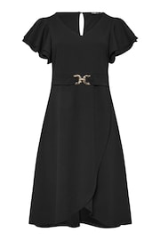 Yours Curve Black London Buckle Dipped Hem Midi Dress - Image 5 of 5