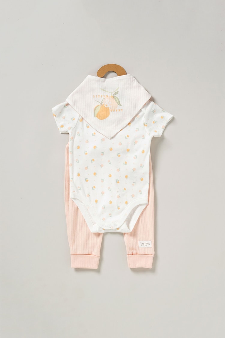 Homegrown Pink Print 3-Piece Top Joggers and Reversible Bib Outfit Set - Image 2 of 5