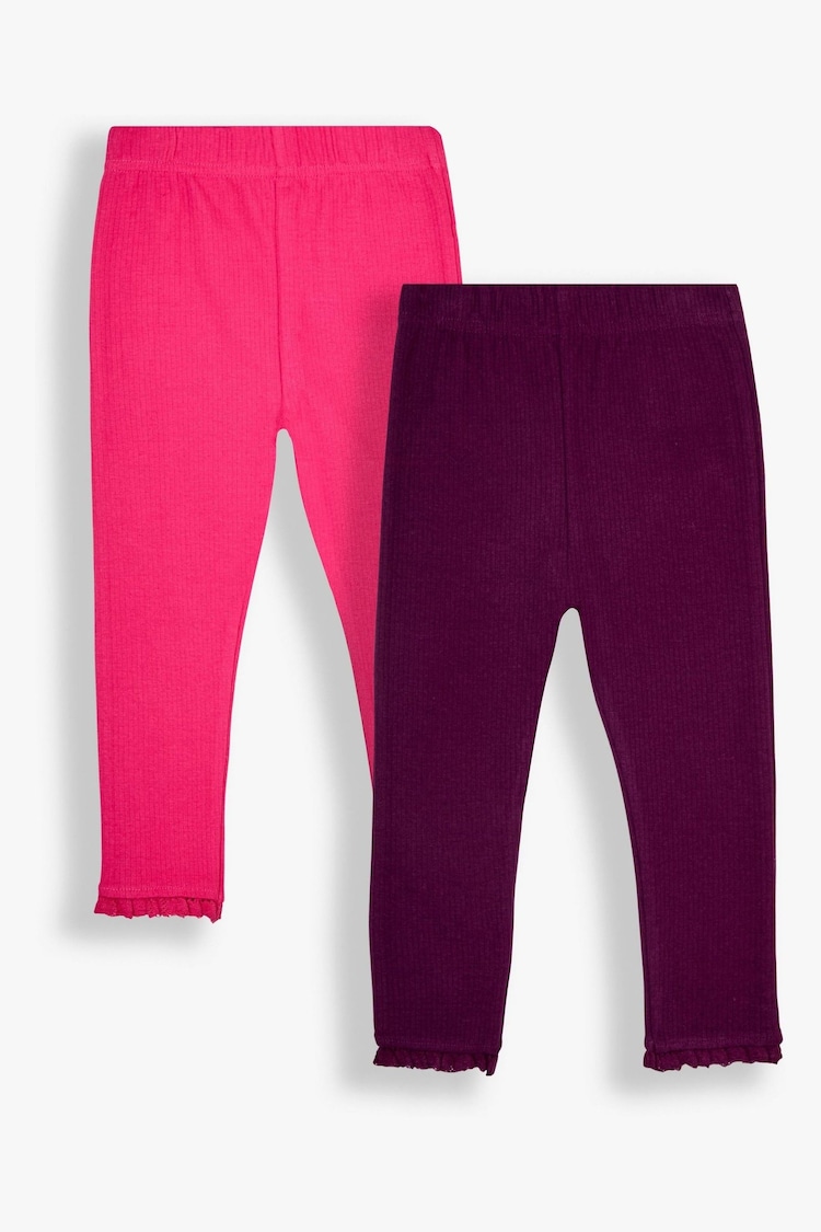 JoJo Maman Bébé Plum 2-Pack Rib Leggings - Image 1 of 7