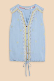 White Stuff Blue Tulip Jersey Sleeveless Shirt - Image 5 of 7