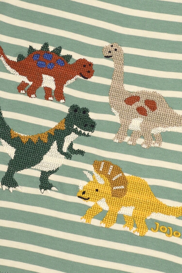 JoJo Maman Bébé Khaki Dinosaur Friends Applique Top - Image 3 of 3