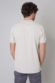 Threadbare Ecru Open Collar Pique Polo Shirt - Image 2 of 5