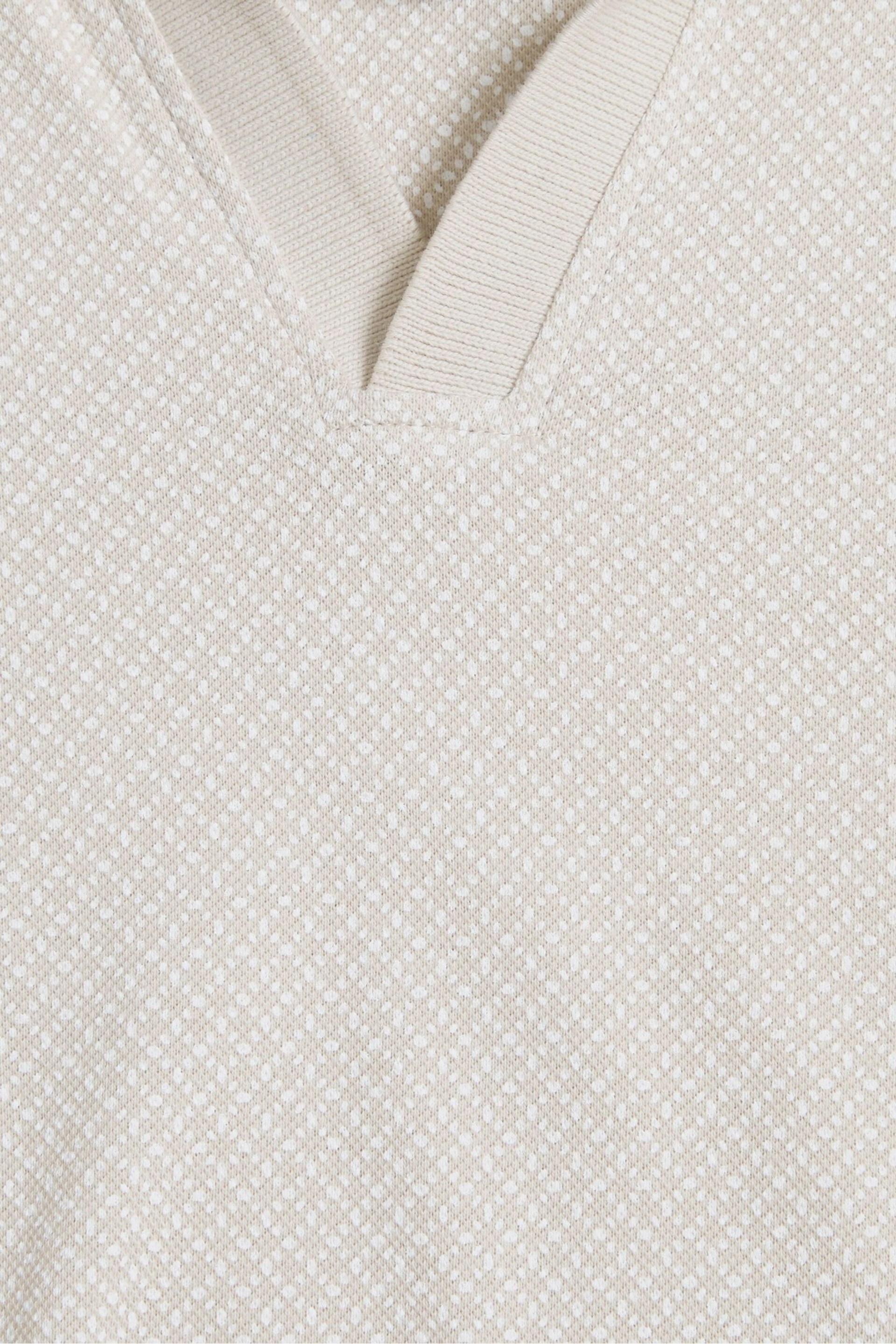 Threadbare Ecru Open Collar Pique Polo Shirt - Image 5 of 5