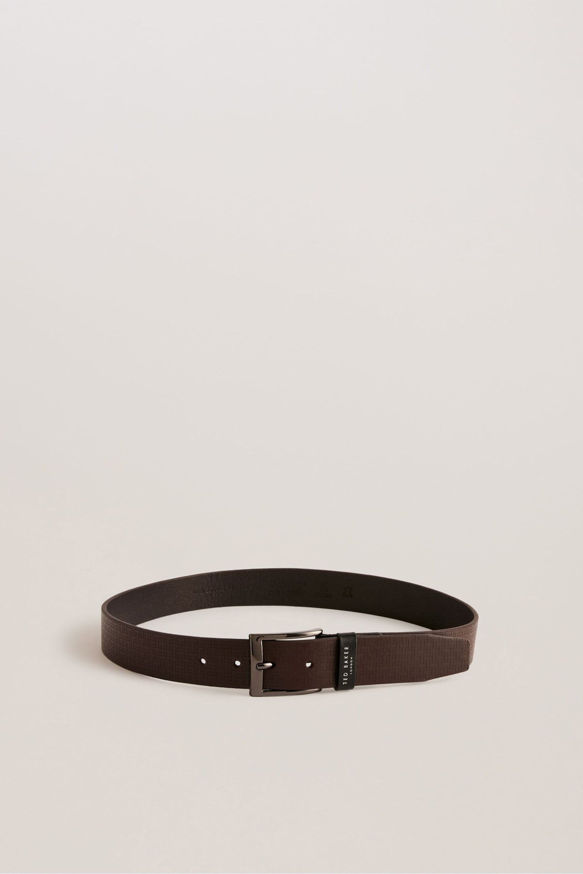 Ted Baker Black Hady T Etched Leather Belt - Image 1 of 4