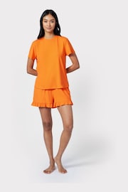 Chelsea Peers Orange Ribbed Short Pyjama Set - Image 3 of 5