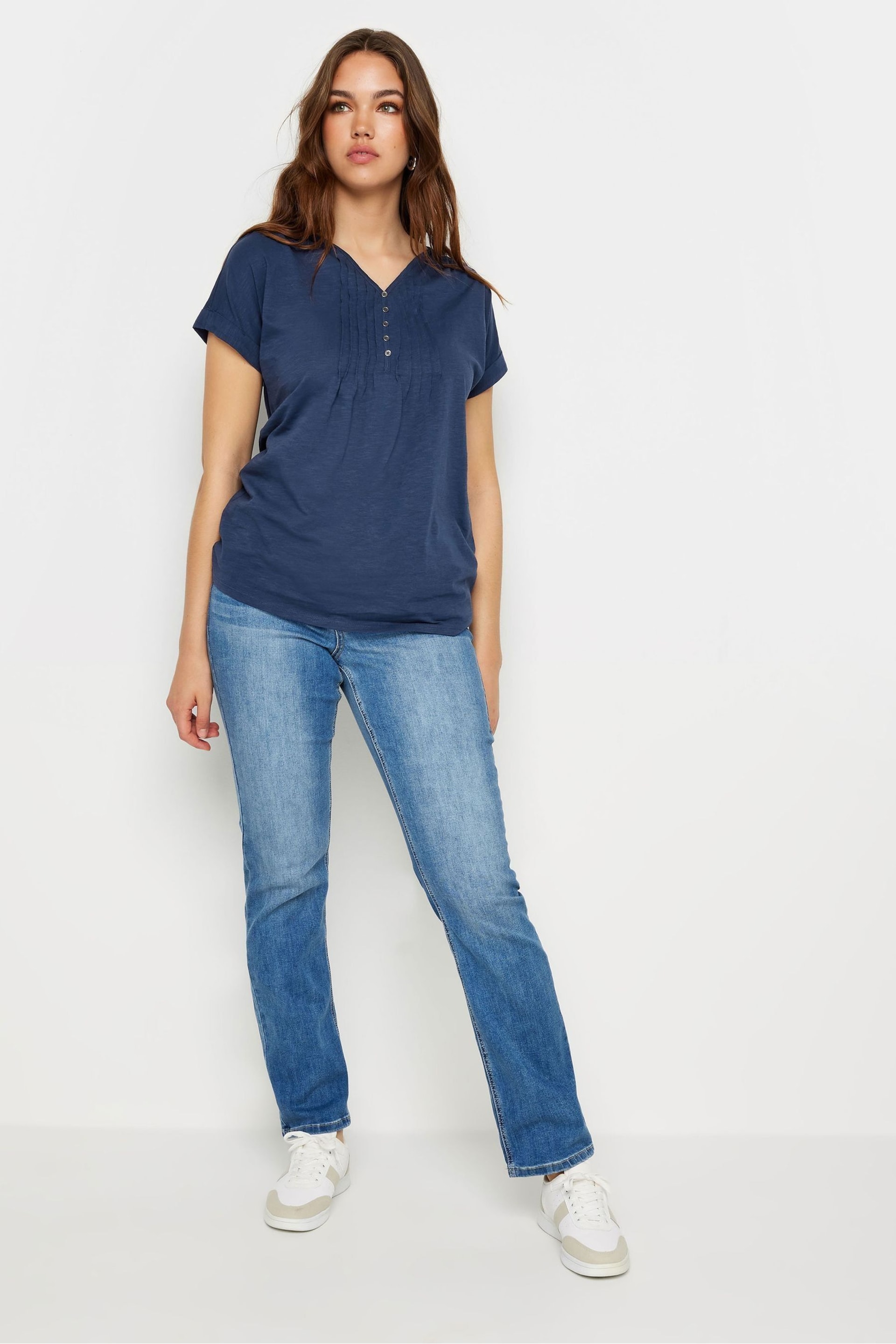 Long Tall Sally Blue LTS Tall Khaki Green Cotton Henley T-Shirt - Image 4 of 6
