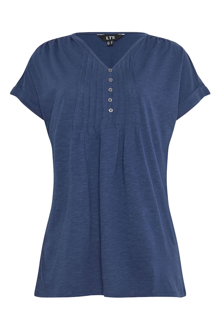 Long Tall Sally Blue 100% Cotton Henley T-Shirt - Image 6 of 6