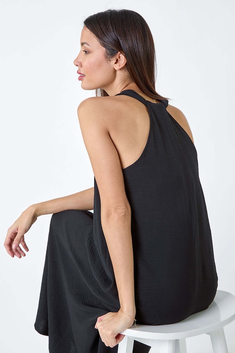 Roman Black Plain Twist Detail Trapeze Maxi Dress - Image 2 of 5