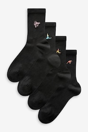 Yoga Embroidered Motif Ankle Socks 4 Pack - Image 1 of 5
