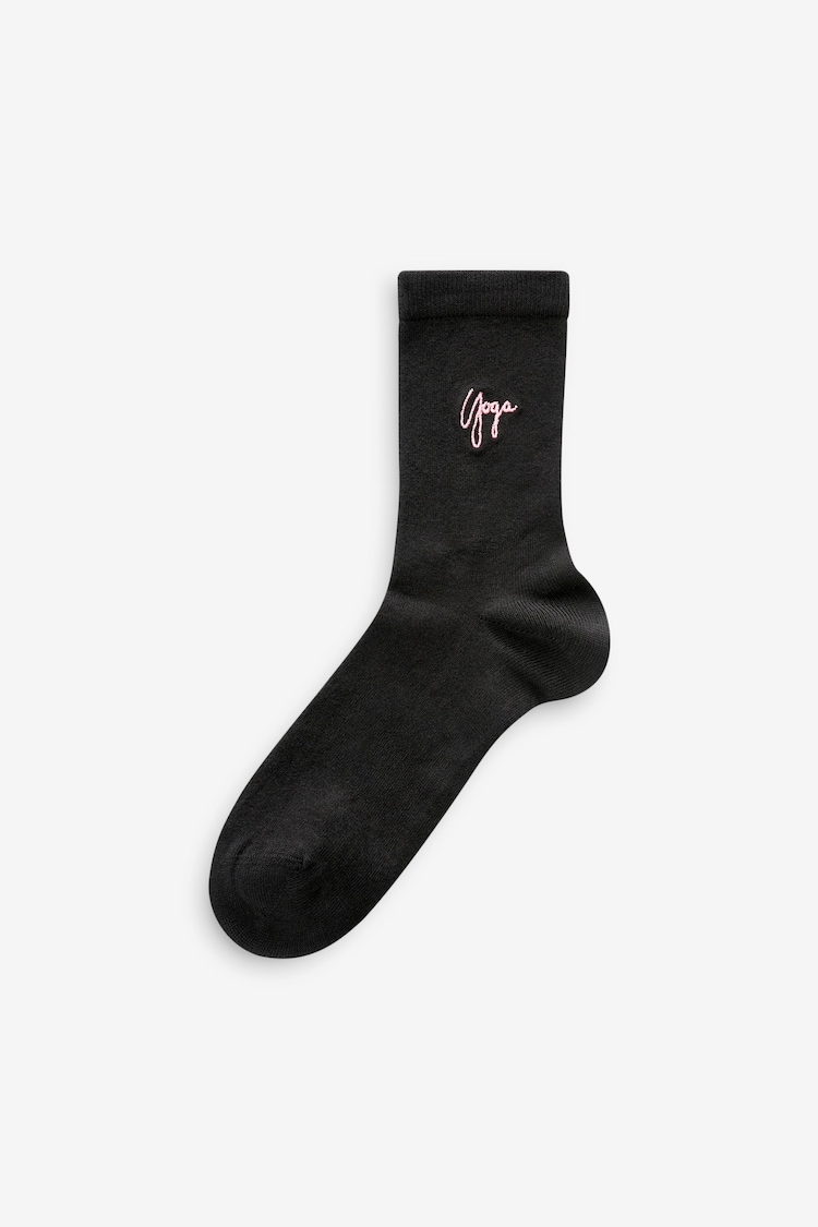 Yoga Embroidered Motif Ankle Socks 4 Pack - Image 5 of 5