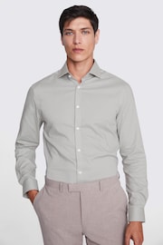 MOSS Grey Slim Dobby Stretch Shirt - Image 1 of 4