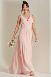 Jolie Moi Light Pink Pleated Bodice Chiffon Maxi Dress - Image 3 of 6