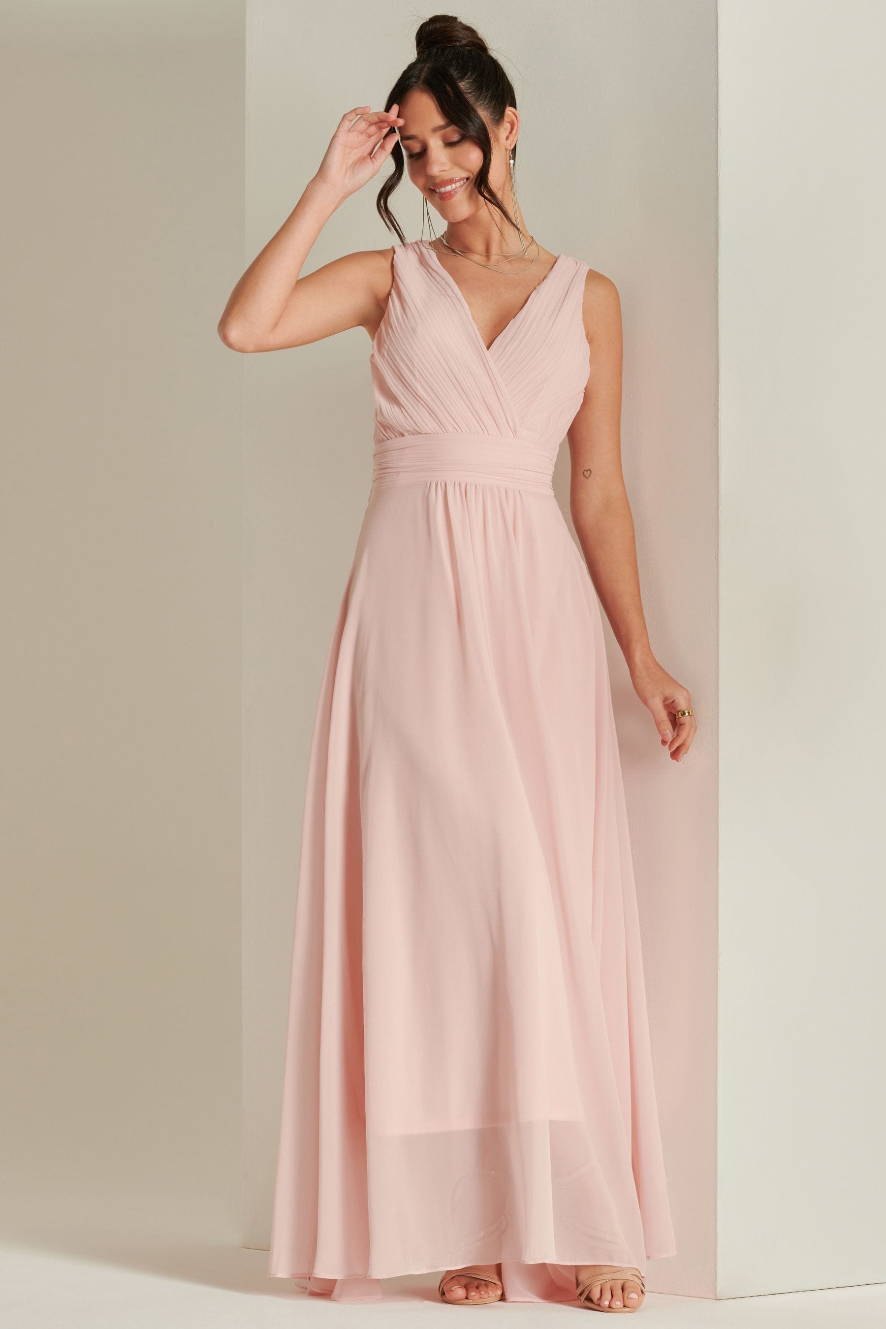 Plain pink maxi dress shop