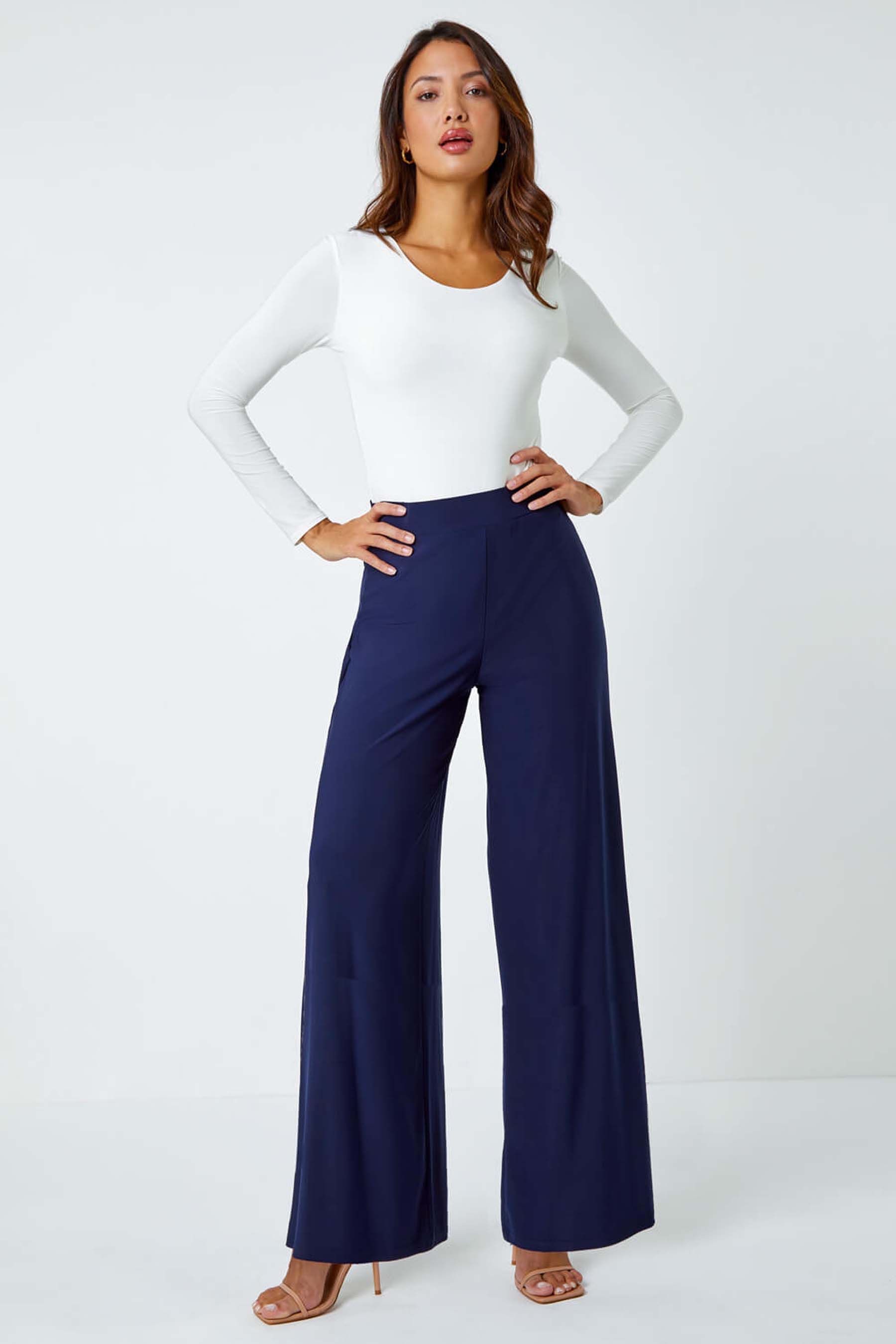 Stretchy wide leg trousers discount