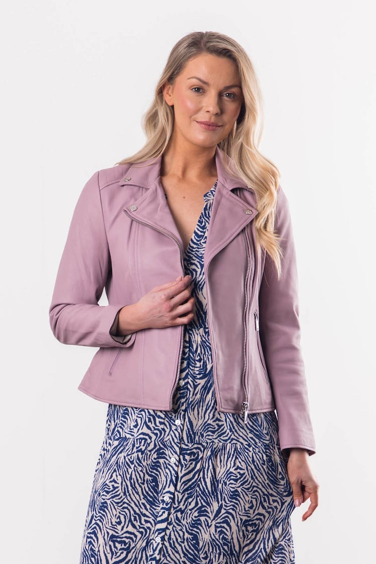 Lakeland Leather Pink Thirlmere Leather Biker Jacket - Image 1 of 4