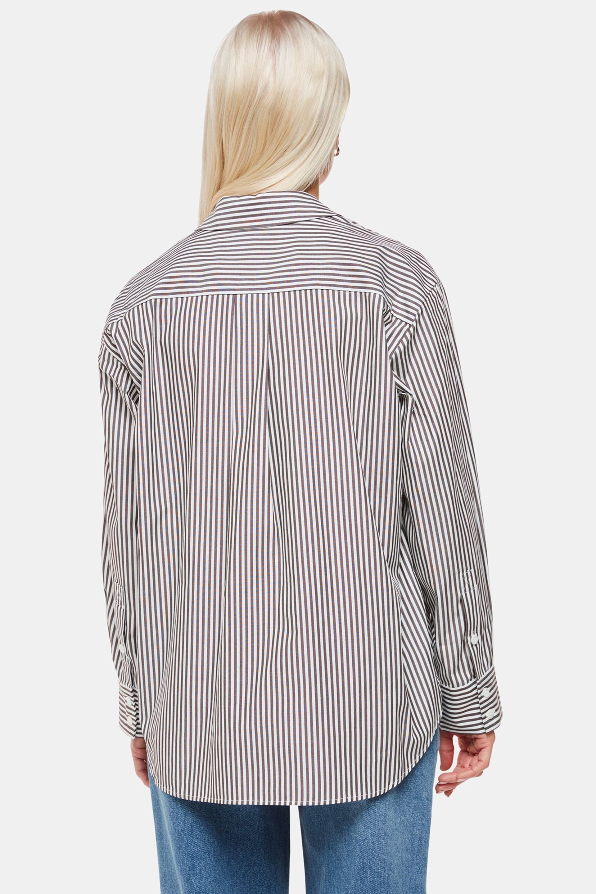 Whistles Petite Black/White Relaxed Fit Stripe Shirt - Image 2 of 5