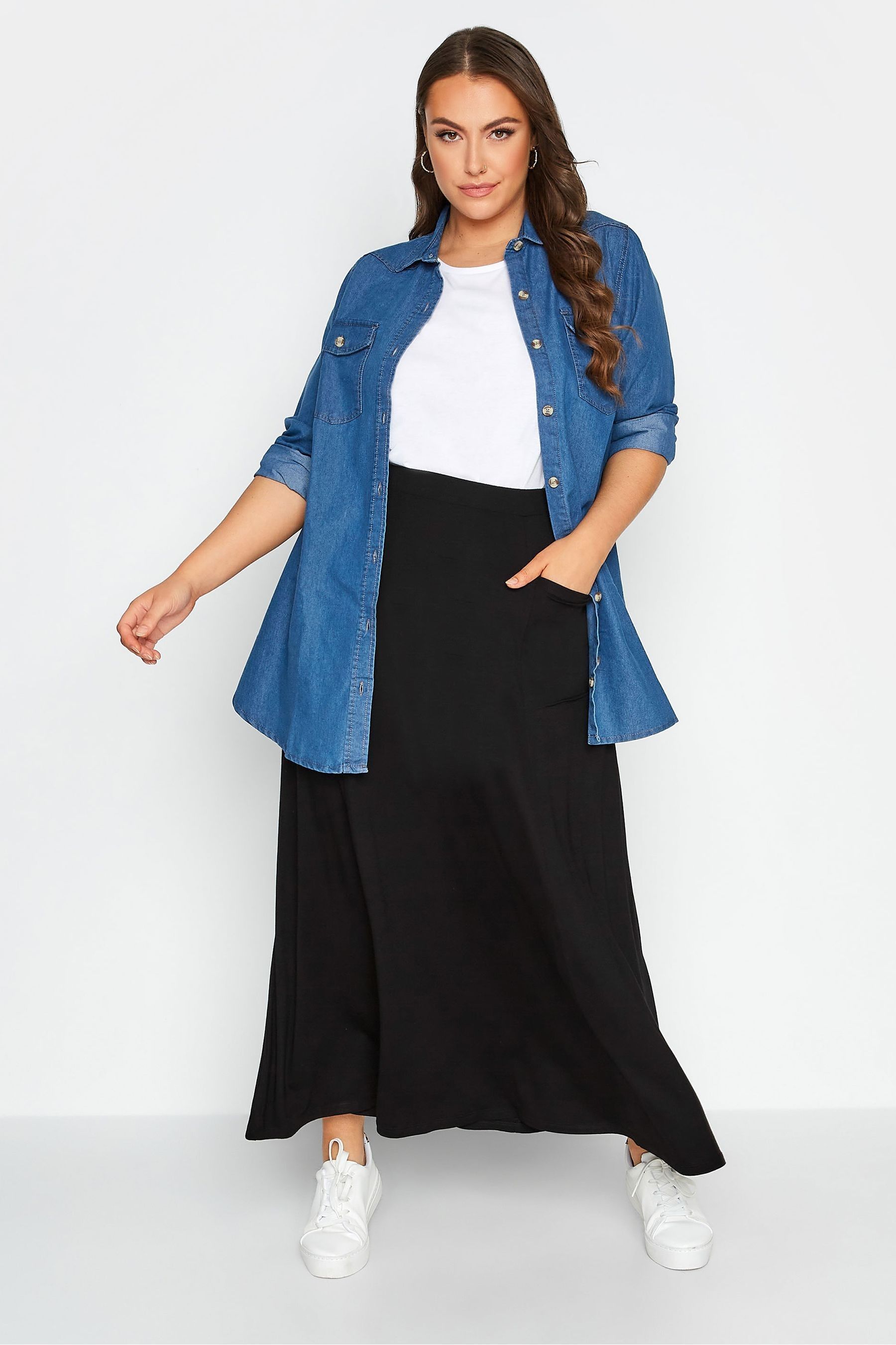 Buy Yours Curve Black Maxi Jersey Skirt from Next Singapore