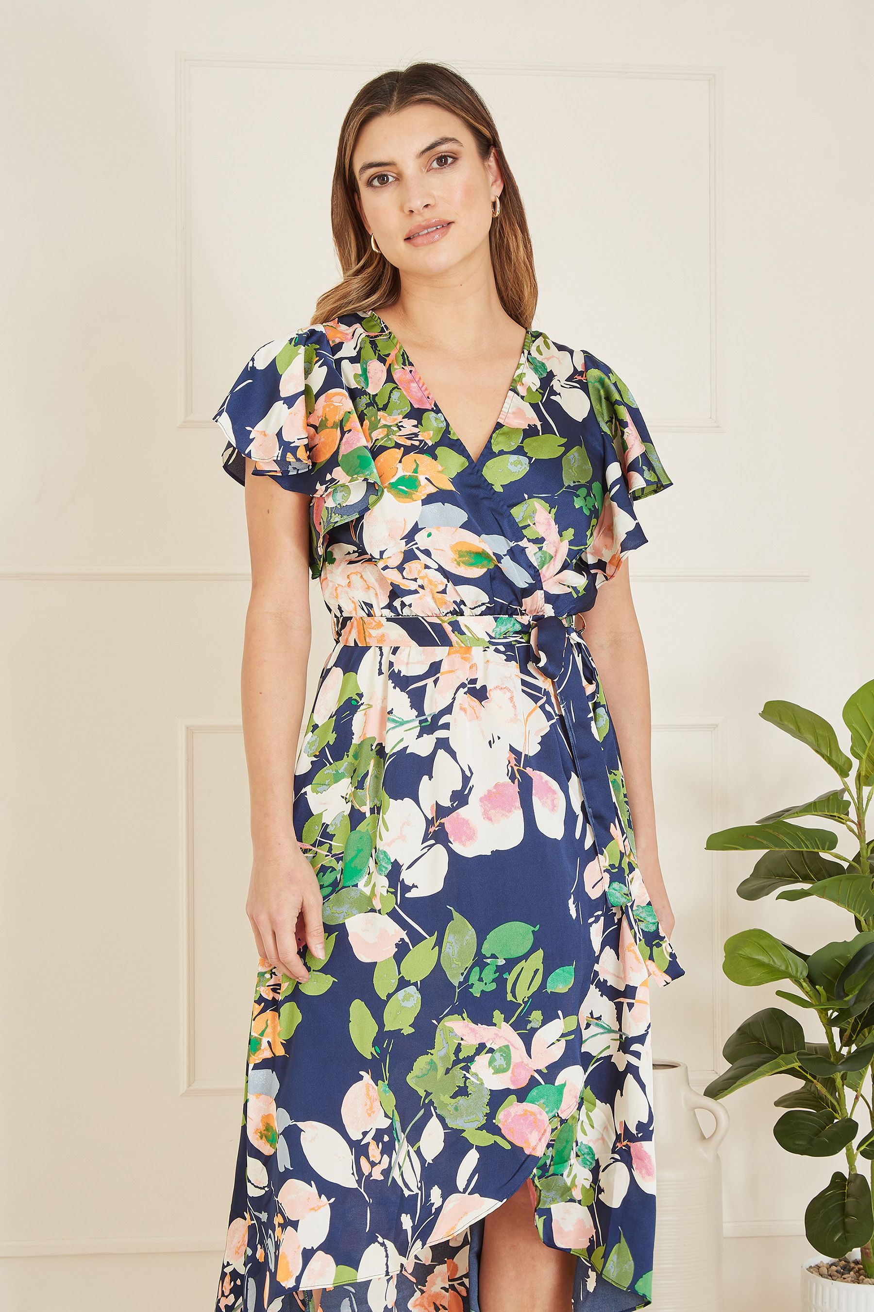 Wrap over midi dress hot sale