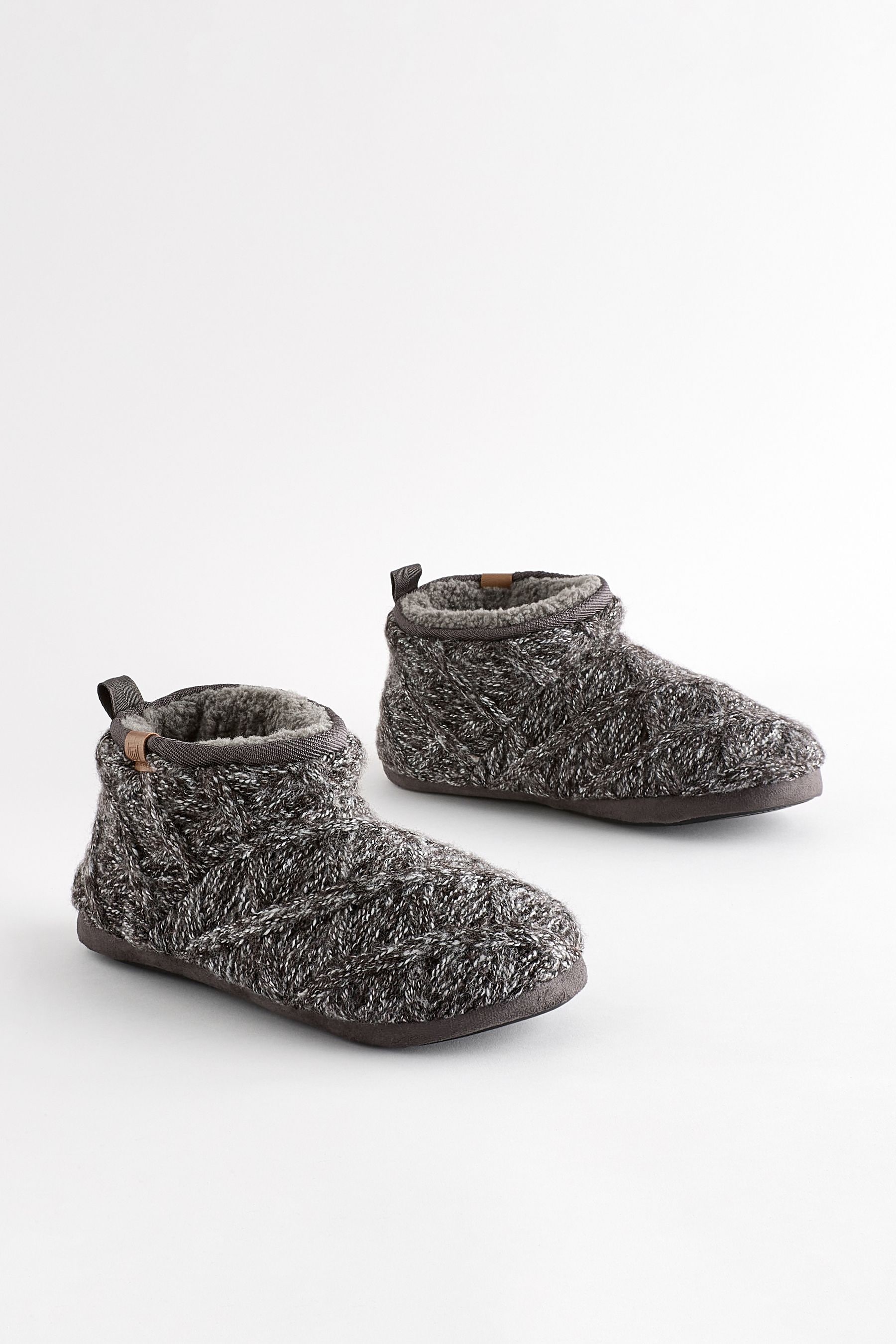 Buy Charcoal Grey Knitted Boots Slippers from Next Luxembourg