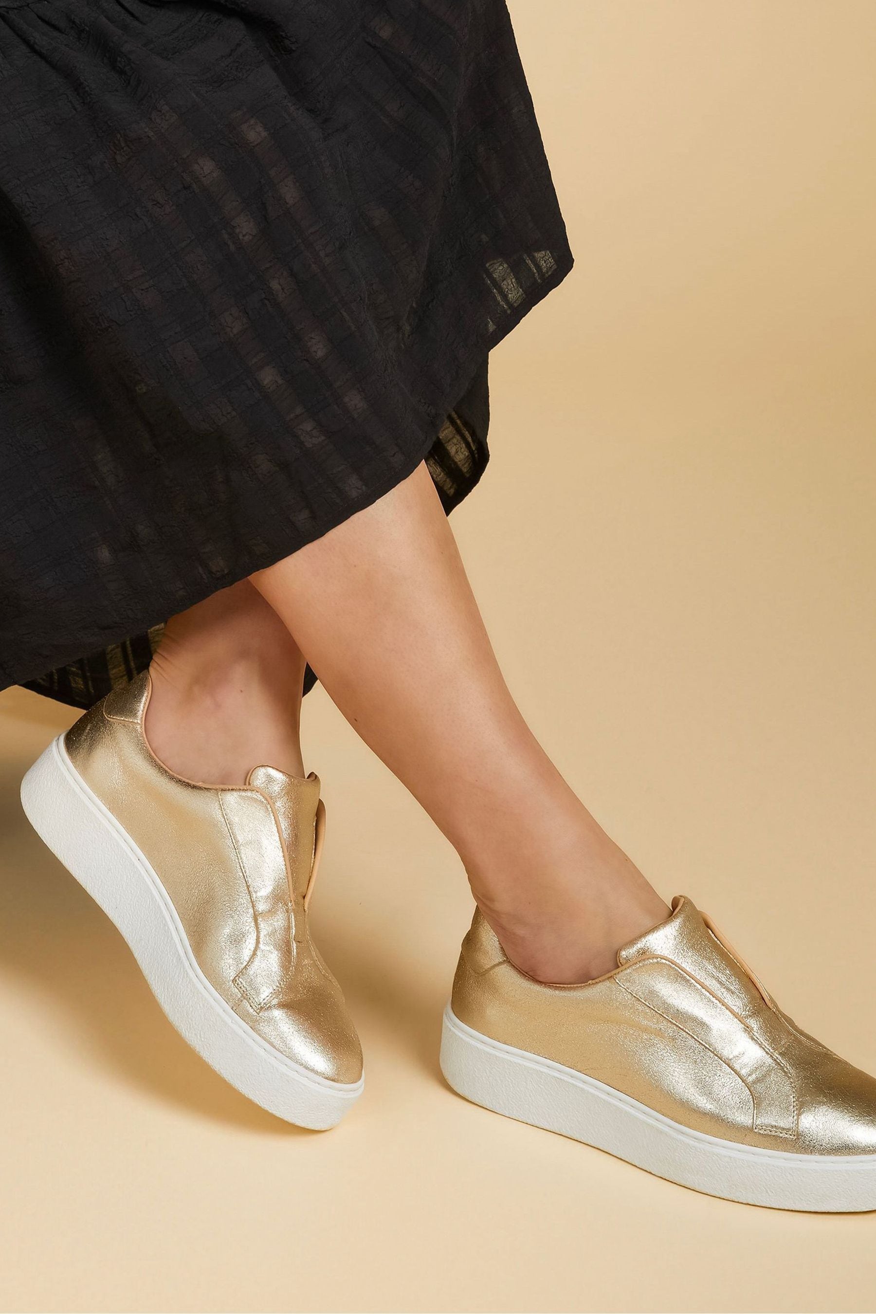 Buy Jones Bootmaker Fernanda Leather Gold Trainers from the Next UK online shop