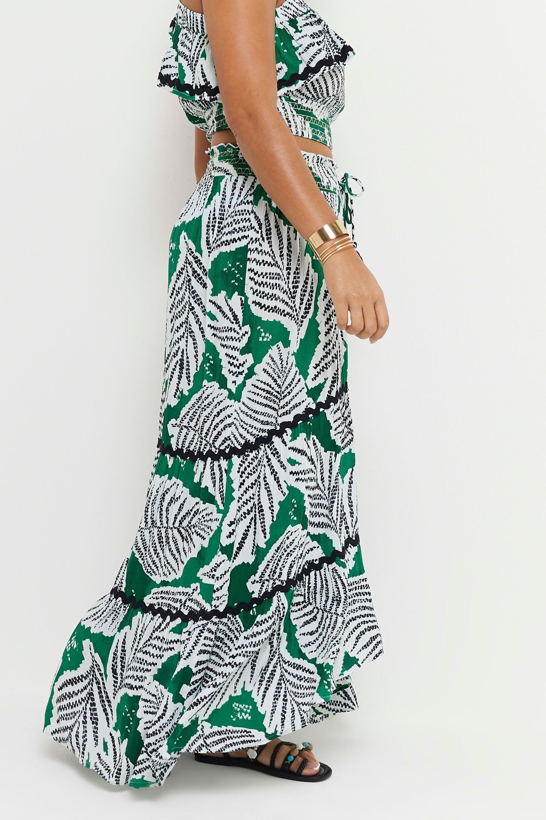 Green leaf maxi skirt hotsell