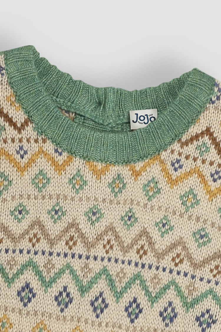 JoJo Maman Bébé Natural Fair Isle Pattern Jumper - Image 3 of 3