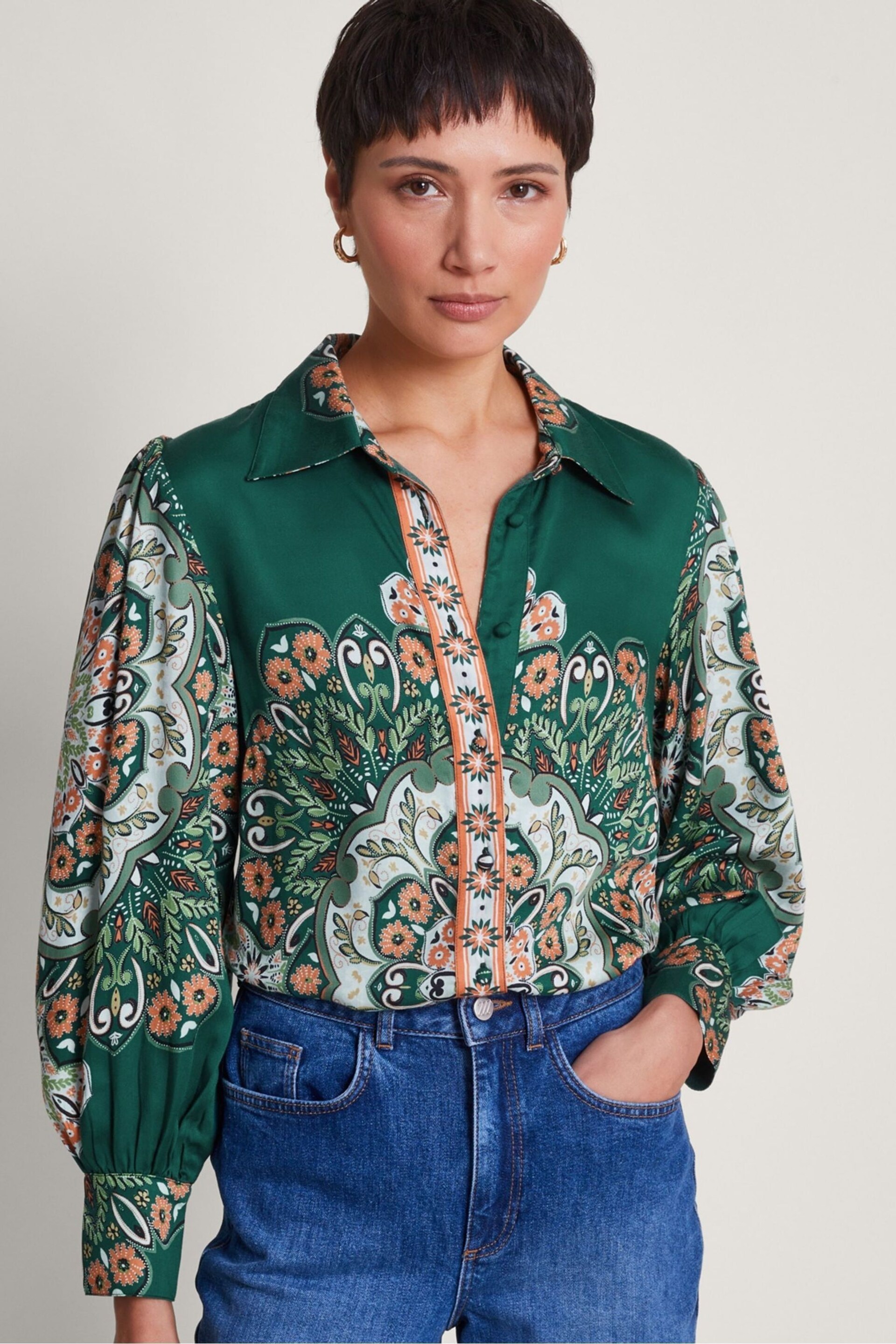 Monsoon Green Lumi Print Blouse - Image 1 of 4