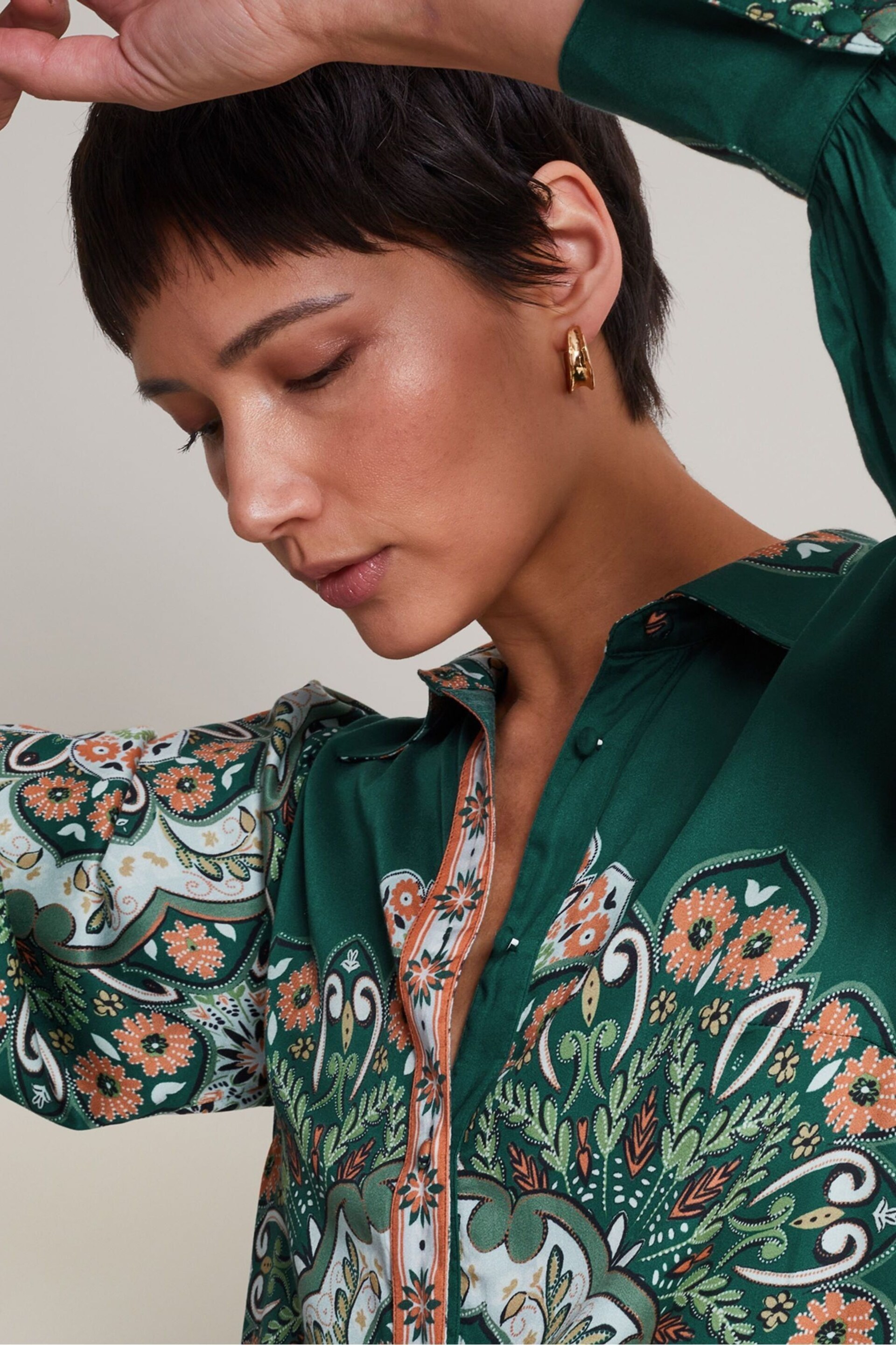 Monsoon Green Lumi Print Blouse - Image 3 of 4