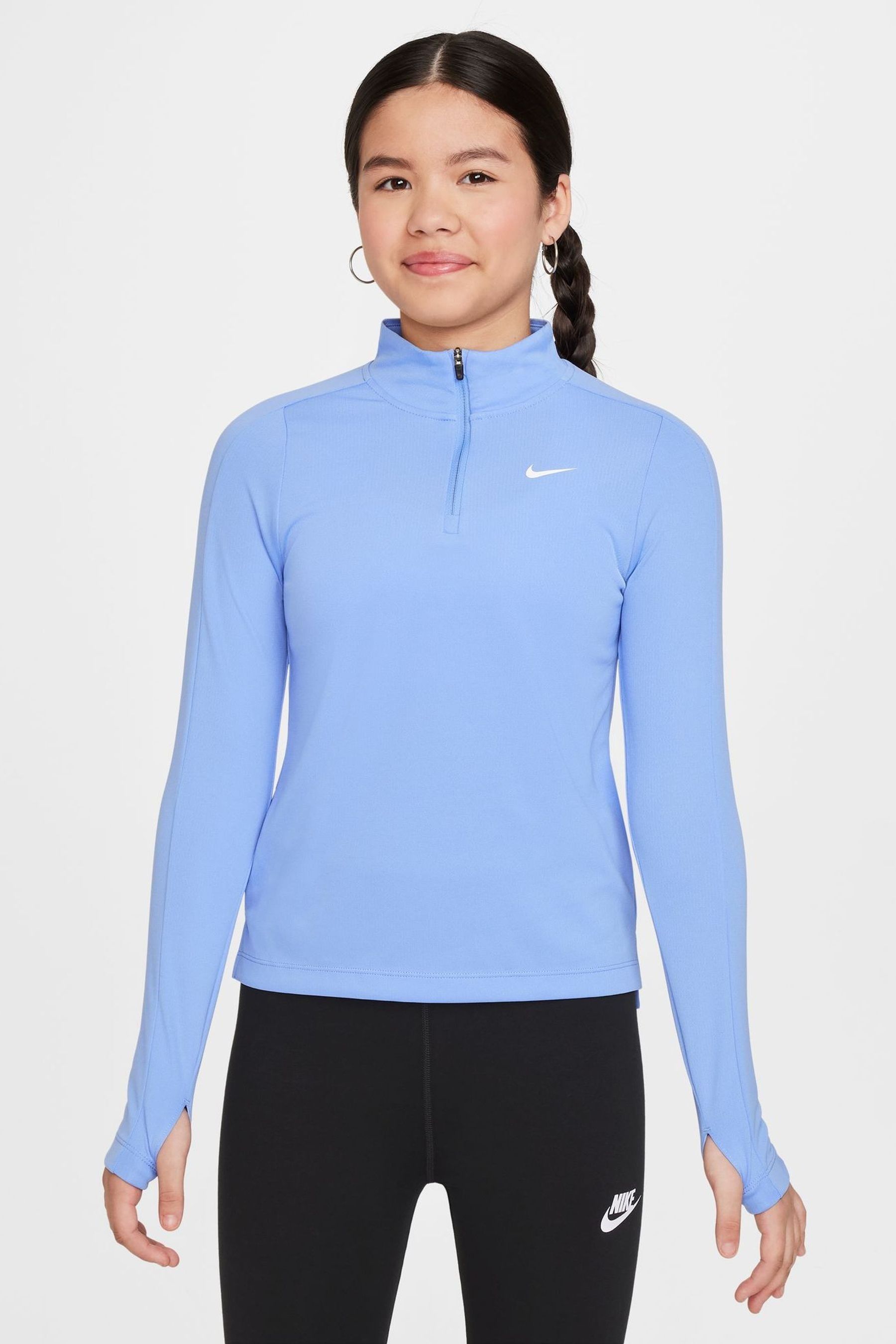 Nike Blue Pulse Dri FIT Long Sleeve Half Zip Top