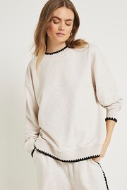 River Island Beige Whipstitch Sweatshirt - Image 3 of 5