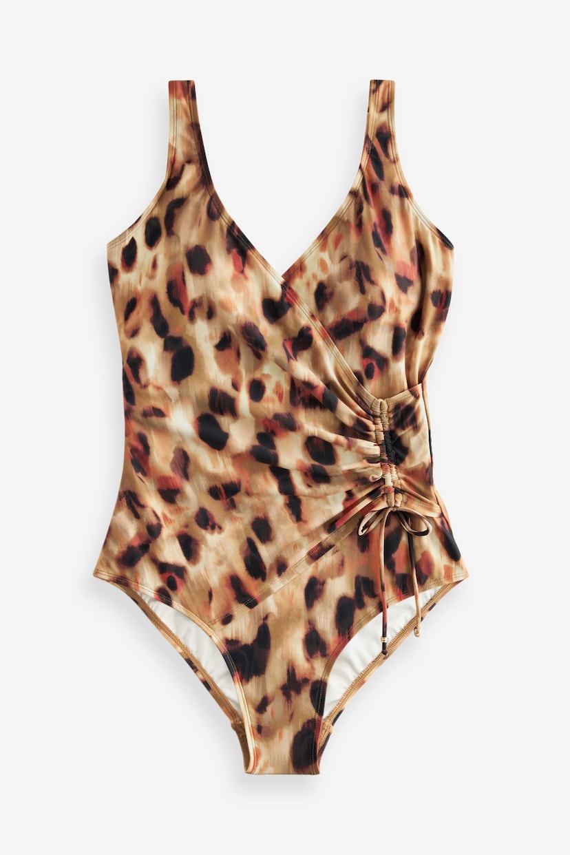 Animal Ruched Side Tummy Shaping Control Swimsuit - Image 5 of 5