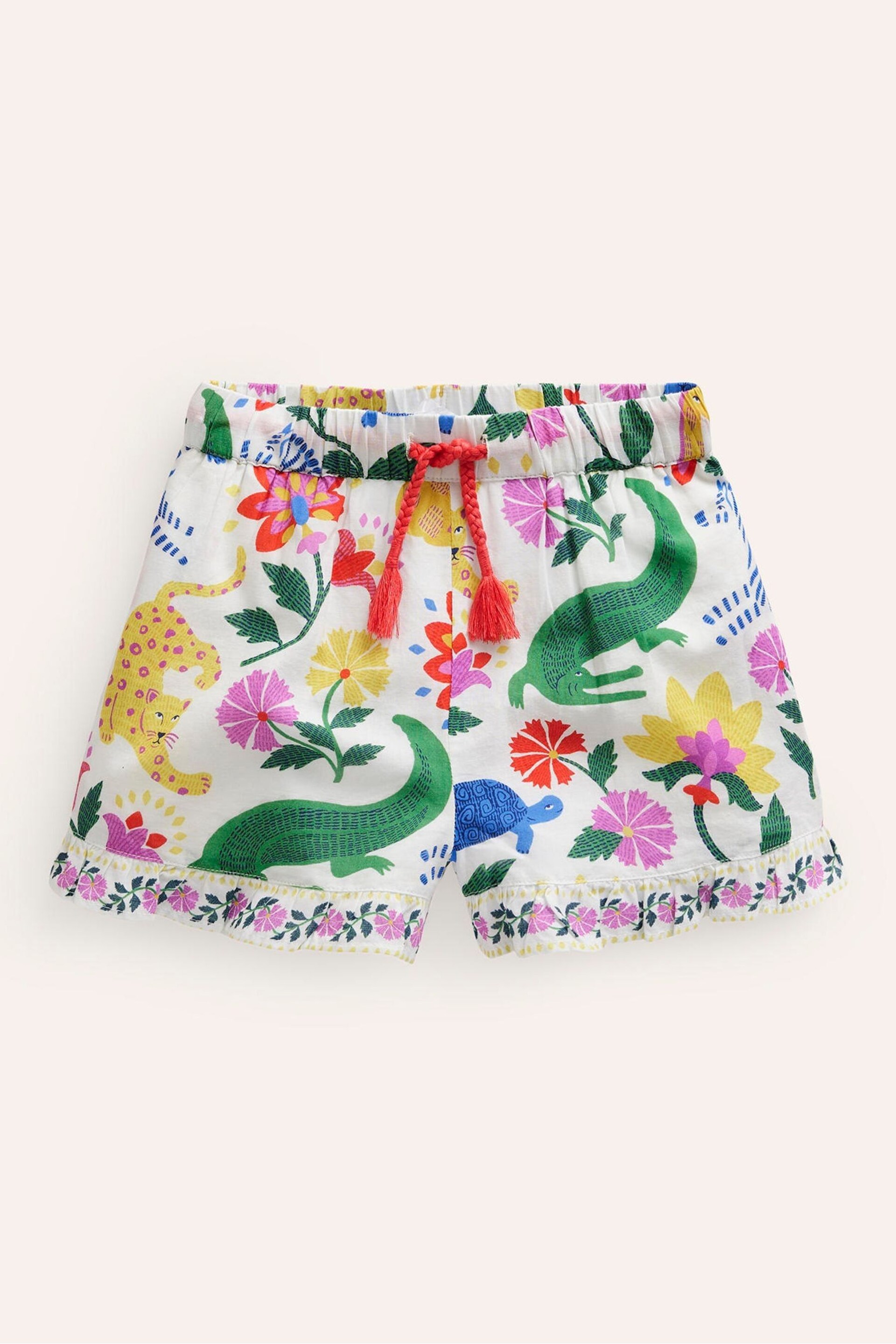 Boden Natural Frill Hem Woven Shorts - Image 1 of 3