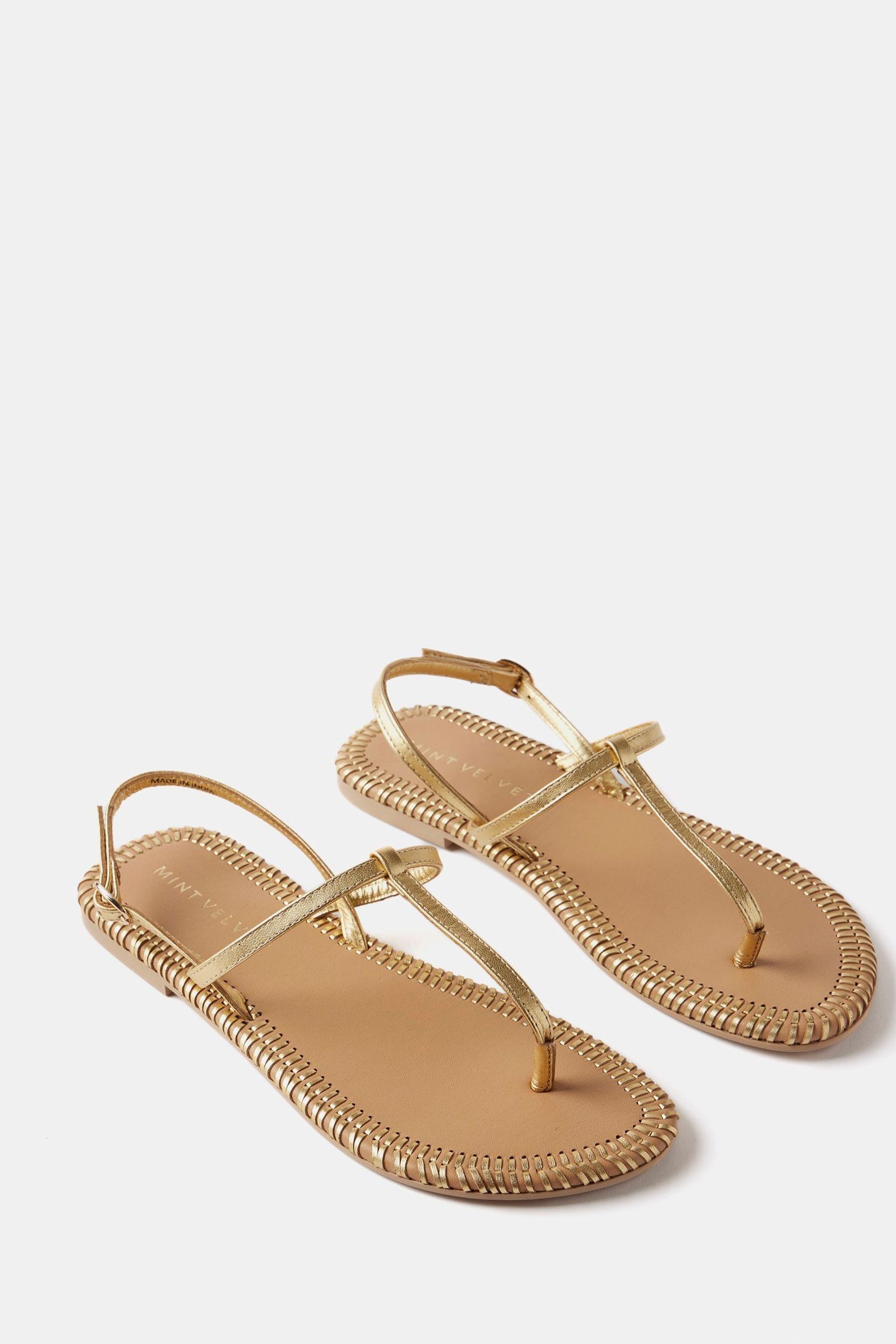 Buy Mint Velvet Gold Whipstitch T Bar Sandals from Next Austria