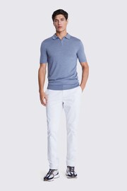 MOSS Sky Blue Merino Quarter Zip Polo Shirt - Image 2 of 3