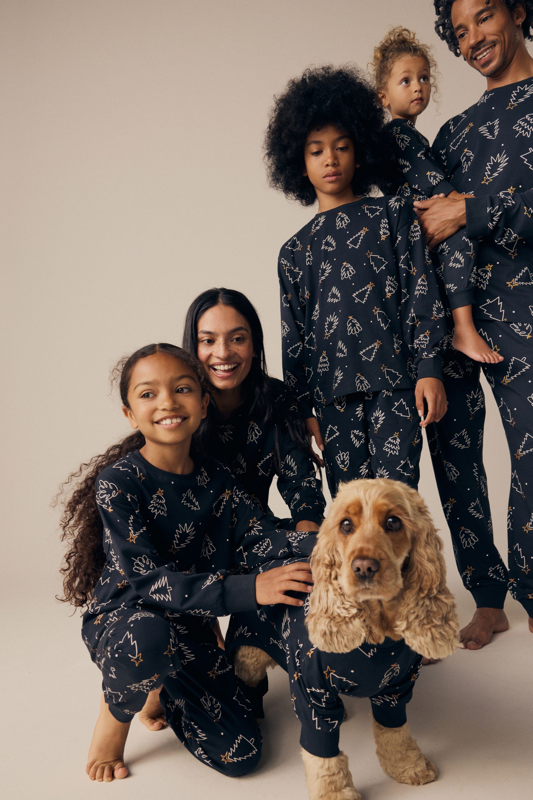 Black White Matching Family Pets Christmas Tree 100 Cotton Pyjamas