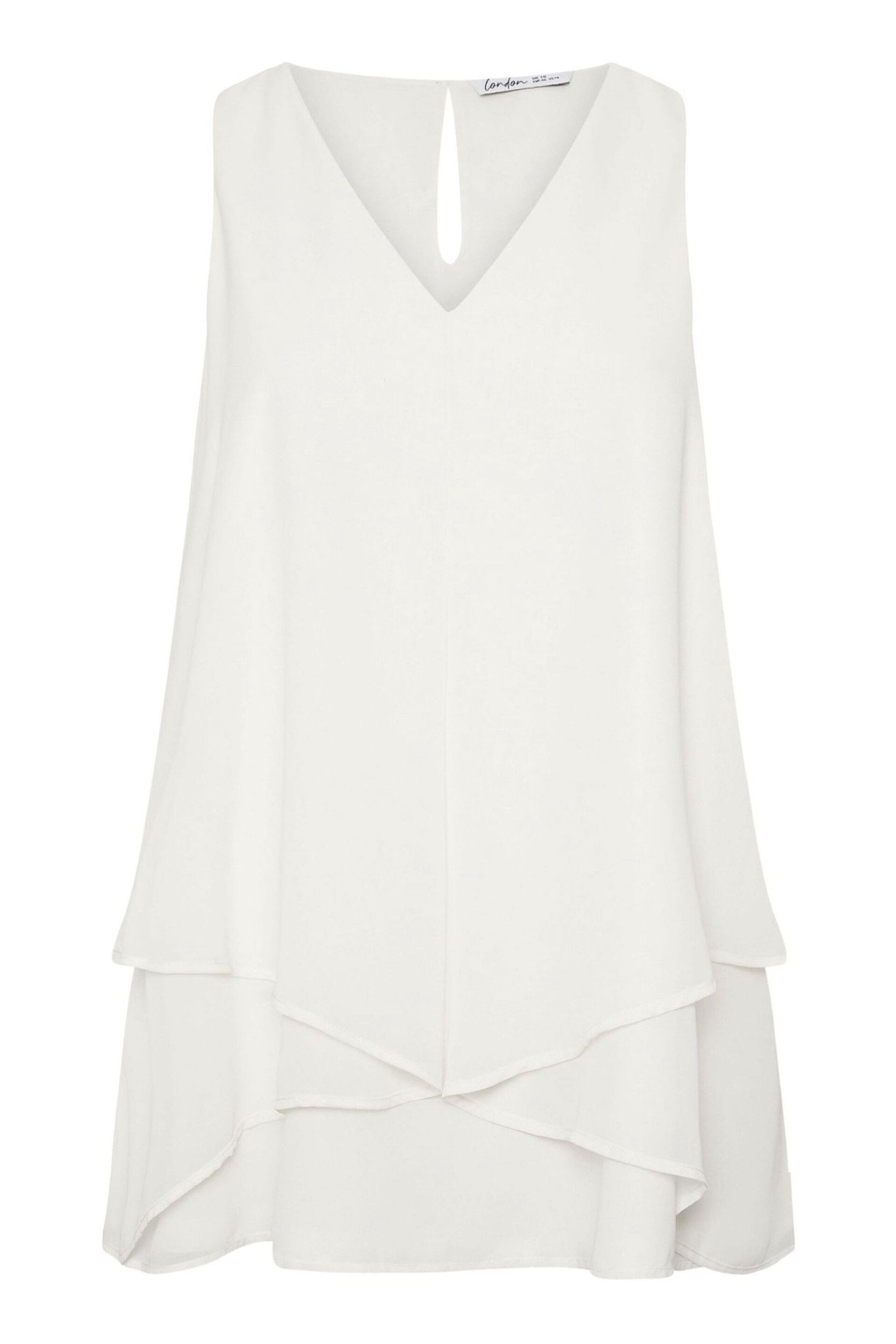 Yours Curve White London Layered Sleeveless Blouse - Image 5 of 5