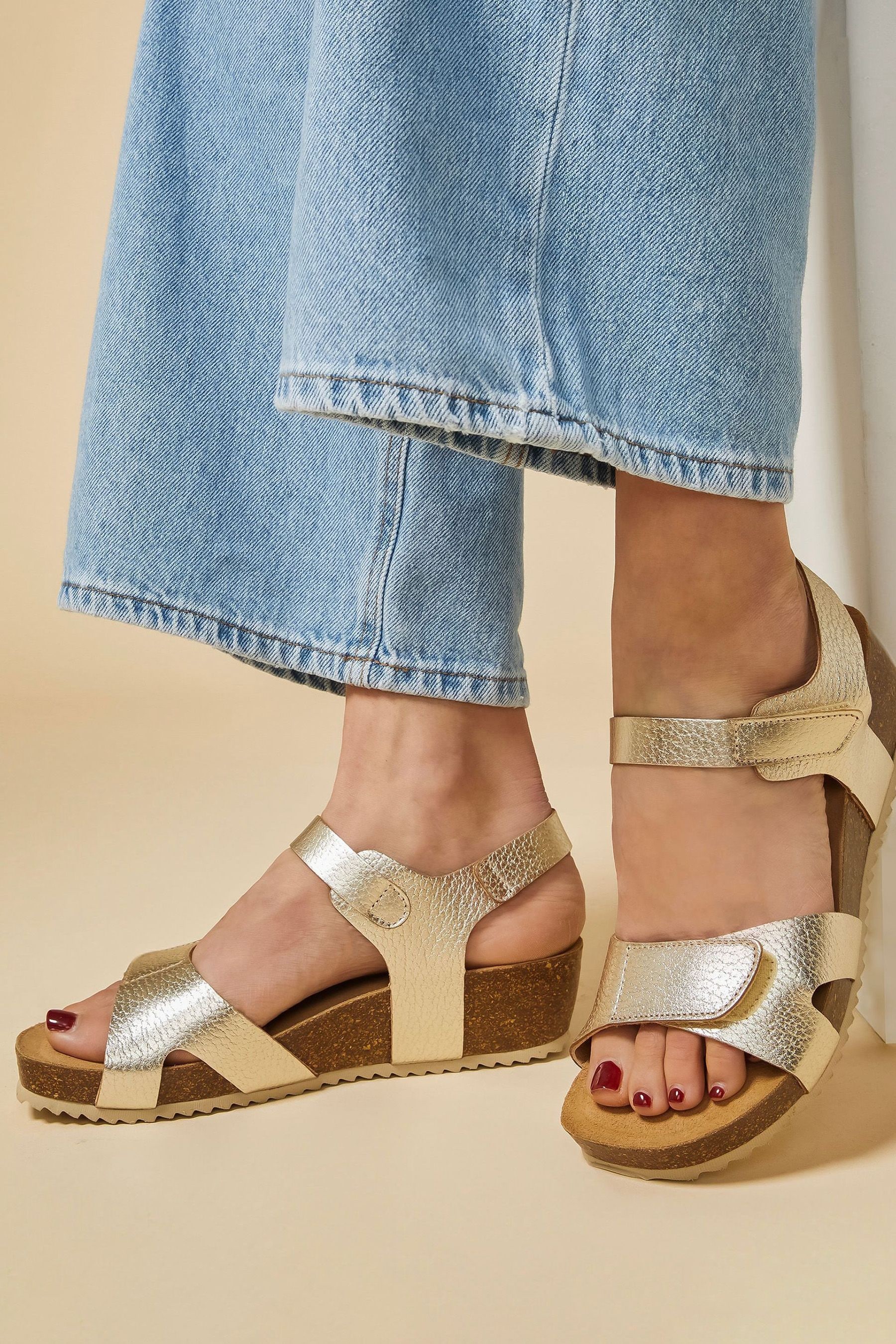 Buy Jones Bootmaker Joanie Leather Gold Sandals from Next Luxembourg