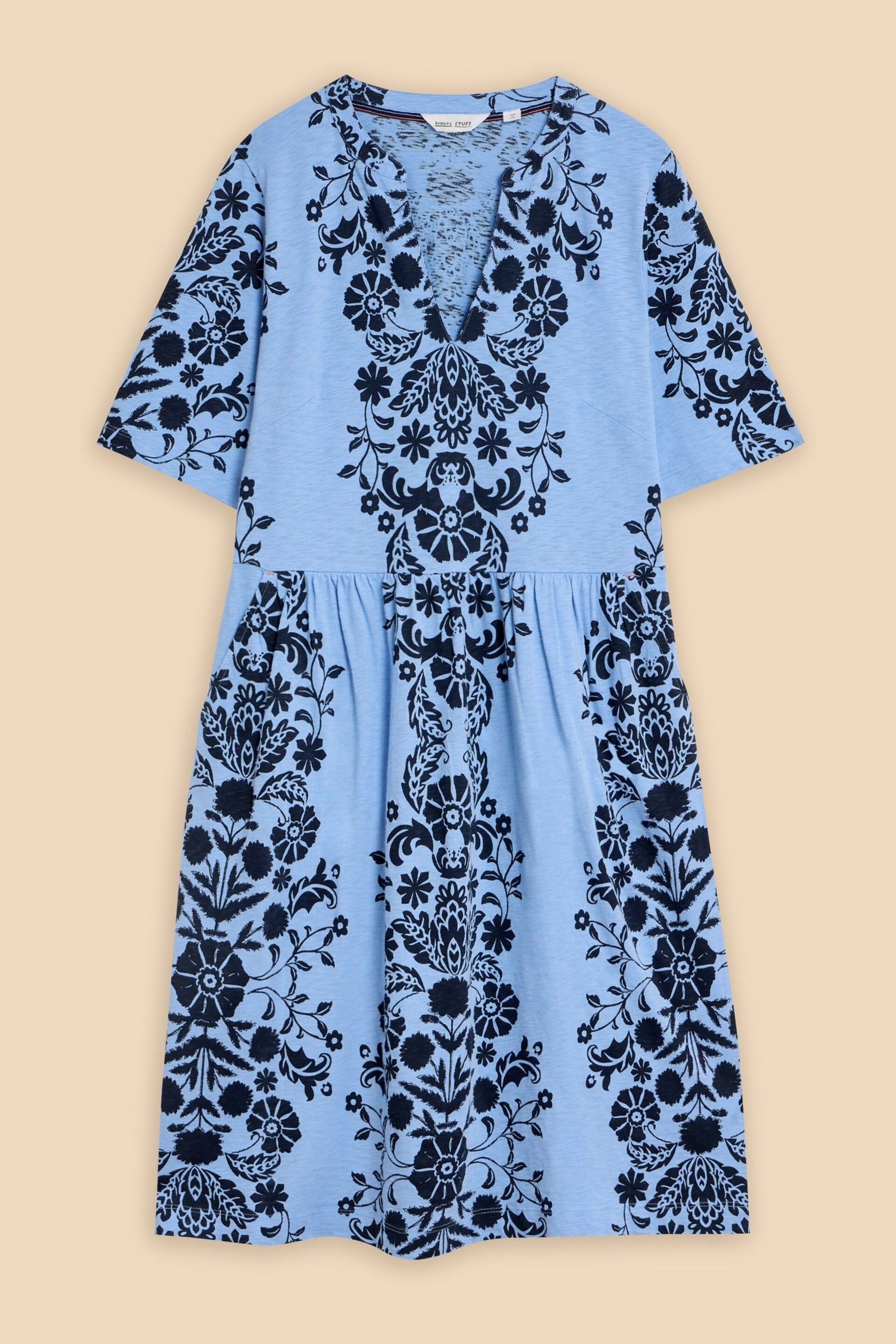 White Stuff Blue Thea Jersey Dress - Image 5 of 7