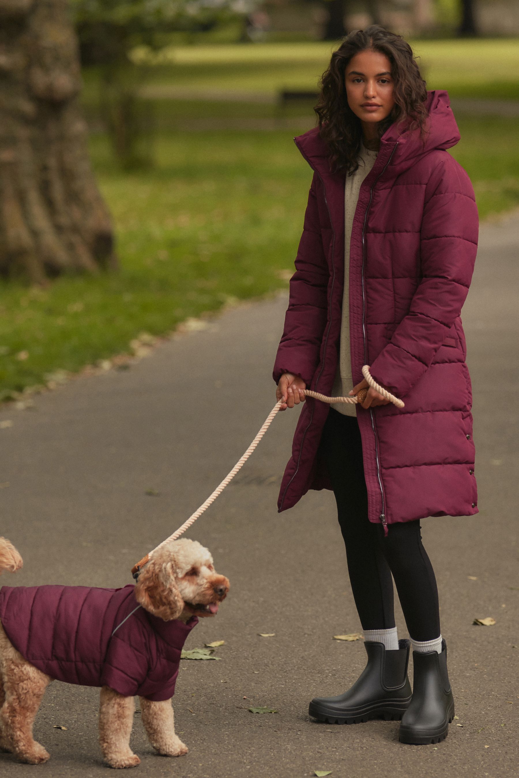 Berry Red Padded Dog Coat