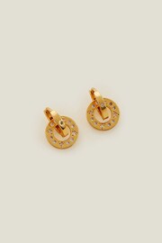 Accessorize 14ct Gold Plated Circle Charm Huggie Hoops - Image 2 of 3