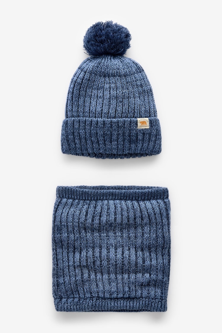 Blue Knitted Pom Hat and Snood Set (1-10yrs) - Image 1 of 2