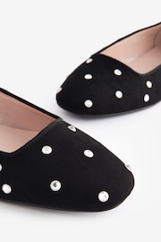 Black Forever Comfort® Jewel Ankle Strap Round Toe Ballerinas - Image 6 of 8