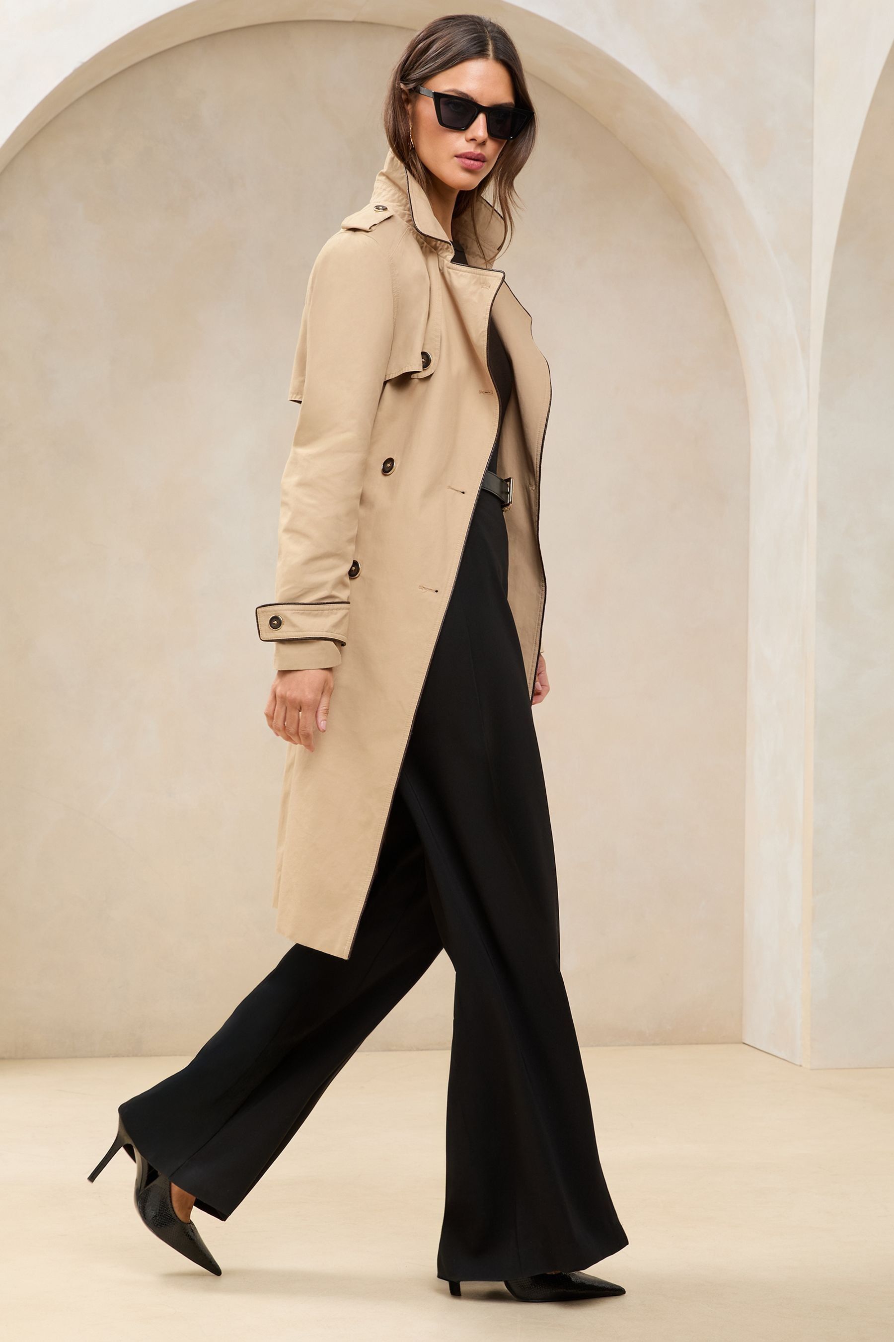 Lipsy contrast piping belted mac outlet