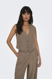 ONLY Brown Tailored Waistcoat - Image 1 of 7