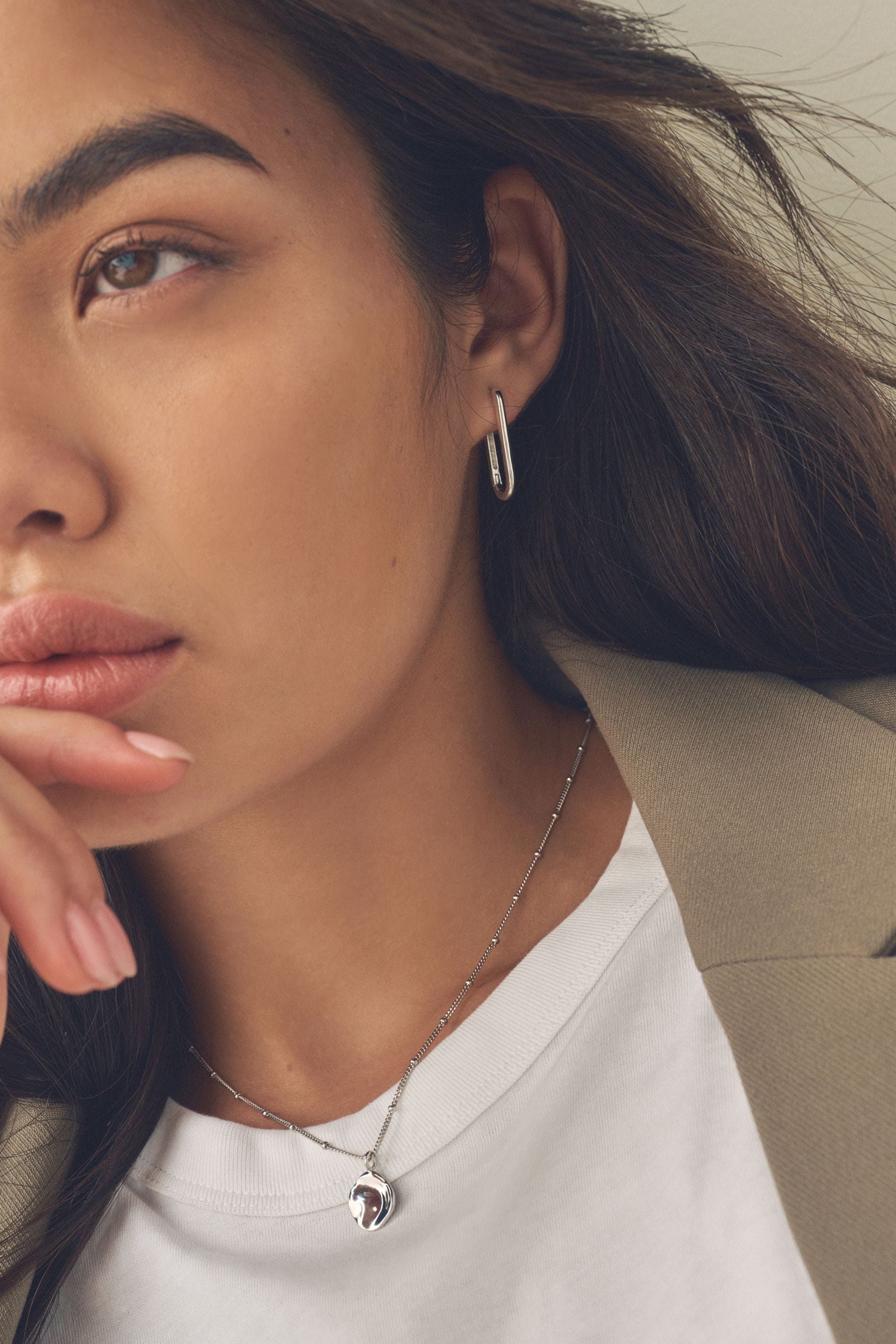 Sterling silver oval hoop earrings online