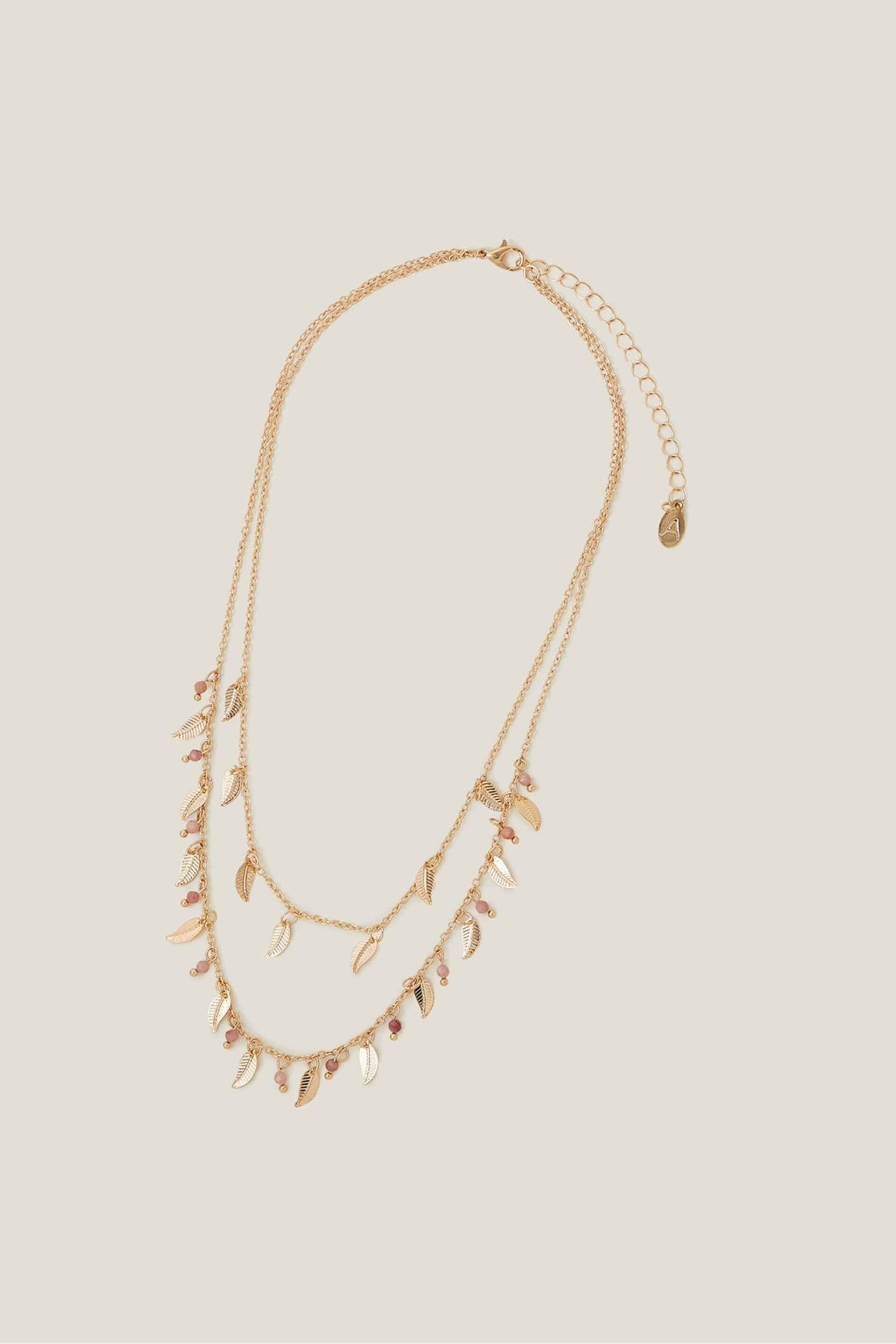 Accessorize Gold Tone Layered Leaf Necklace - Image 1 of 3