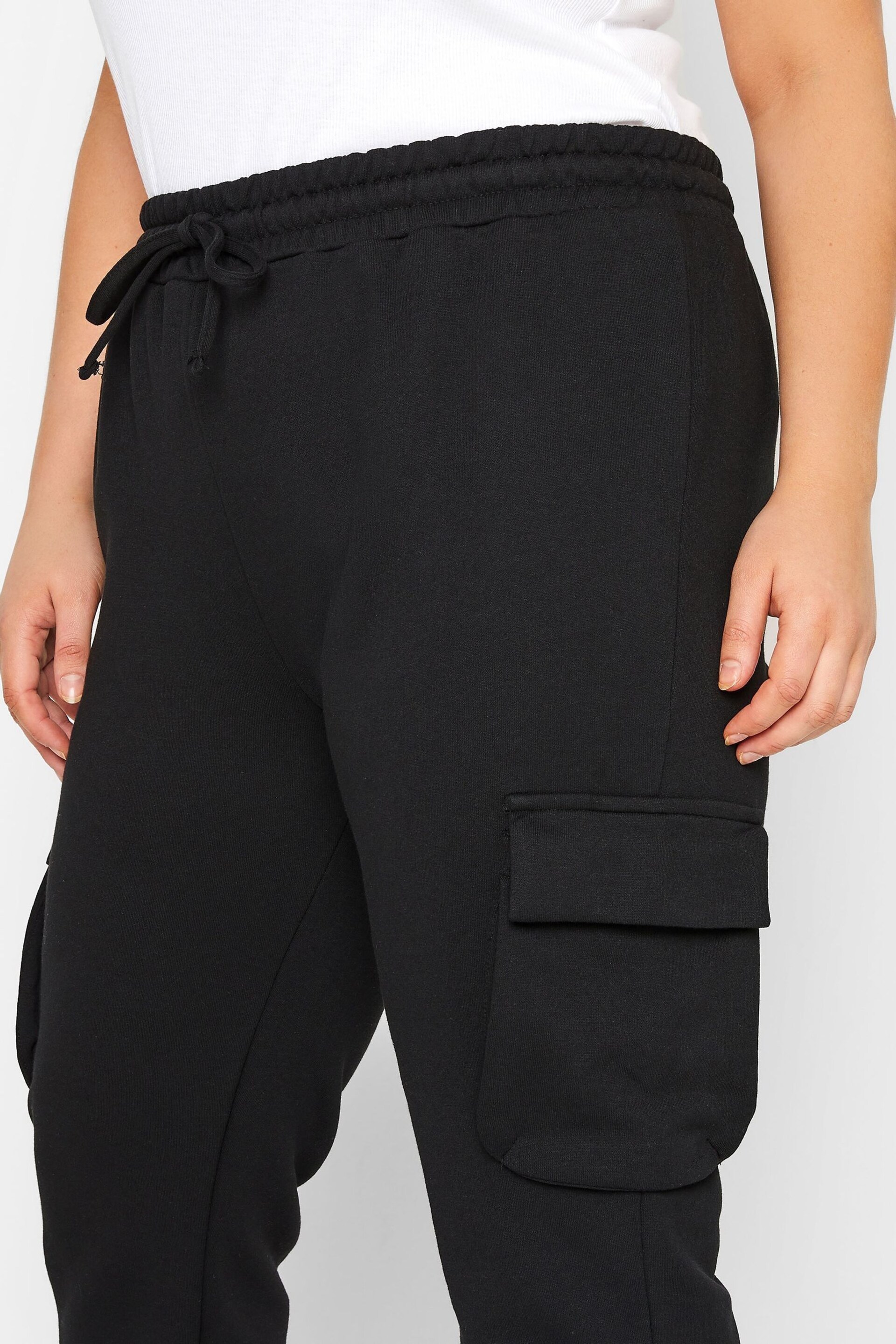 Yours Curve Black Cargo Joggers - Image 3 of 5