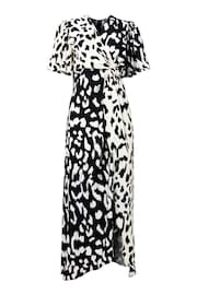 Joe Browns Black Animal Print Silky Wrap Midi Dress - Image 6 of 6
