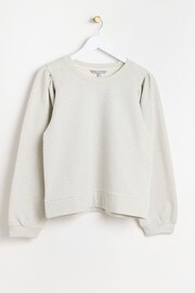 Oliver Bonas White Nepped Pleat Sleeve Sweatshirt - Image 4 of 8