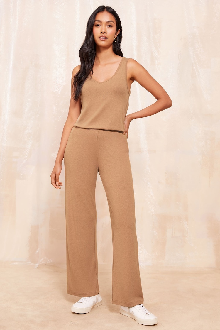 Friends Like These Camel Sleeveless Soft Jersey Co Ord Vest - Image 2 of 4